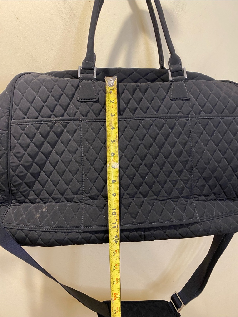 Vera Bradley Quilted Grand Black Travel Tote Bag With Long Strap - Picture 12 of 14